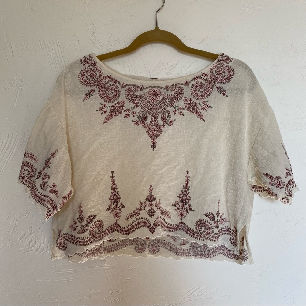 Free People Embroidery Blouse | Cream | Size Small |
